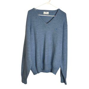 Vintage Christian Dior Light  Blue V-Neck Sweater XL Mens